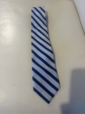 Tommy Hilfiger Navy and Light Blue Diagonal Stripe Tie